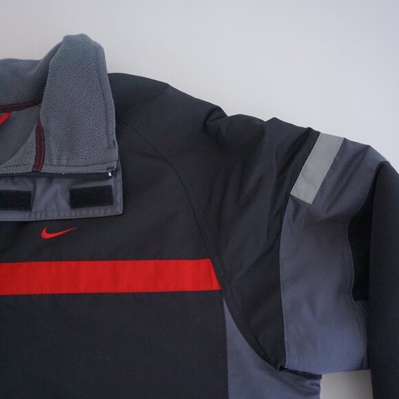 VTG Y2K Gray Tag Nike Black Red Fleece Lined Red Check Zip Up Nylon Ski Jacket L - Picture 6 of 11